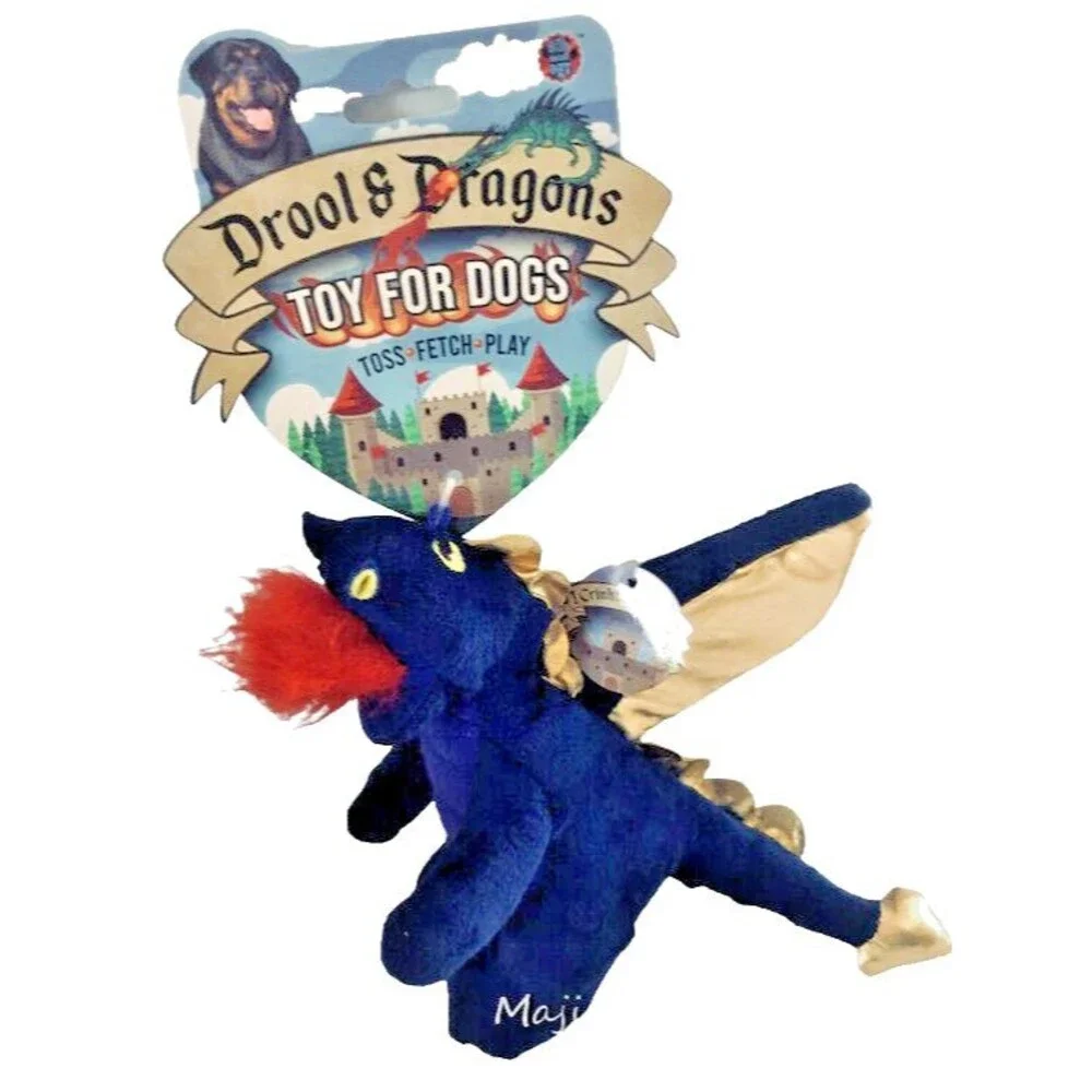 Fire Breathing Dragon Dog Toy Bow Wow Pet Cuddle Toss Fetch Play Squeak Crinkle